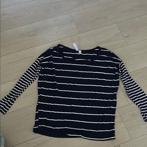 Navy and White Striped Women's Top
